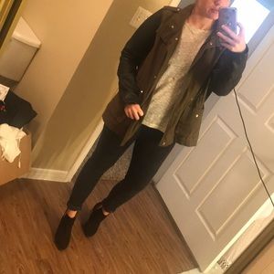 Leather sleeved Utility Jacket